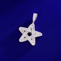 Pendentif en argent 925 avec moissanite ronde taille brillant, style hip-hop, pour femmes et hommes
