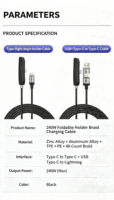 Nouveau modèle – Support de câble de charge rapide 240W 6A avec connecteurs USB Type-C et gaine tressée de 1,8 m pour téléphones mobiles iPhone 17
