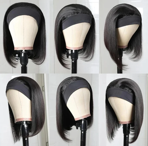 Perruque Bob avec <span class=keywords><strong>Bandeau</strong></span> Lisse, <span class=keywords><strong>Cheveux</strong></span> Humains Brésiliens Vierge Remy Doux, Fabrication à la Machine, Sans Colle, pour Femmes Noires - Product Image 2