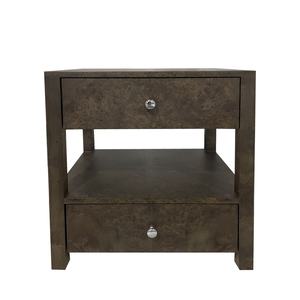 ตู้ข้างเตียงไม้สไตล์มินิมอลโบราณลายวิลโลว์เบิร์ลสีดำเก๋ไก๋ 2 ลิ้นชัก - Product Image 1