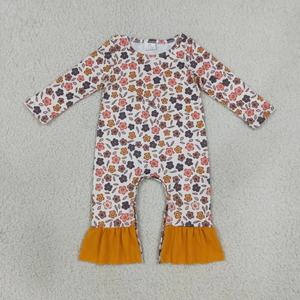 Nouvelle combinaison pour bébé fille à imprimé floral avec volants, manches longues, col rond, combinaison d'automne - Product Image 2