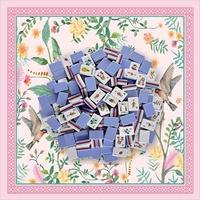 Mahjong Amerika 4 Lapis Berukir 1-7/16 inci, 160 Ubin Biru Cornflower dengan Alas Karnaval Mint