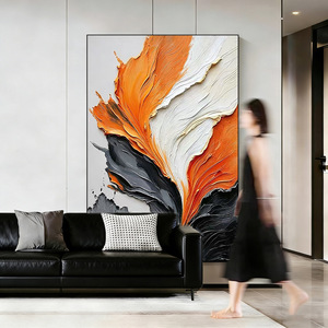 Hand Painted Oil Painting Orange Textured Mural Modern Abstract Art For Living Room Sofa Background <b>Wall</b> Decor With Metal <b>Frame</b> - Product Image 4