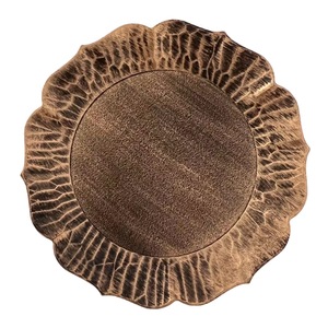 Vente en gros d'élégante plaque <span class=keywords><strong>de</strong></span> chargeur ronde en plastique PP <span class=keywords><strong>de</strong></span> 13 pouces à grain d'or et d'argent à bas prix pour la maison et les hôtels - Product Image 1