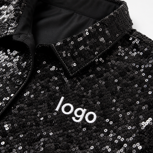 Chemise de bowling personnalisée à sequins, tenue de soirée scintillante et glamour, brodée, pour club, tenue de nuit, manches courtes, logo personnalisé, OEM, vente en gros, usine - Product Image 2
