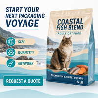 Pochette à bec verseur pour aliments pour chats, en PET, à fond plat, à soufflets latéraux, avec fermeture éclair coulissante refermable, de qualité alimentaire, grande capacité, emballage personnalisable, thermosoudable