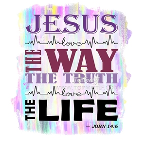 Pegatina de Transferencia Térmica con la Frase de Jesús, el Camino, la Verdad y la Vida, Juan 14:6, para Camisetas, Bolsas y Sudaderas - Product Image 1