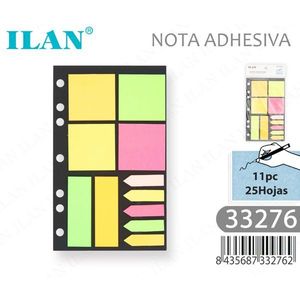 ILAN Blocco di Foglietti Adesivi 20x12,3 cm, 11 Blocchi da 25 Fogli Ciascuno, Note Adesive Colorate per Ufficio e Scuola - Product Image 3