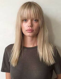 <span class=keywords><strong>Frange</strong></span> à clipser 100% cheveux humains Remy européens, extensions de <span class=keywords><strong>frange</strong></span> droite pour femmes, styles blonds, coupes Lobs, coupes Bob dégradées angulaires - Product Image 4