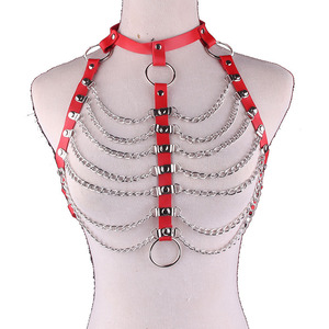 Hot Sexy exagéré poitrine alliage corps chaîne multicouche gland Sexy harnais cuir chaîne <span class=keywords><strong>soutien</strong></span>-<span class=keywords><strong>gorge</strong></span> avec <span class=keywords><strong>tour</strong></span> <span class=keywords><strong>de</strong></span> <span class=keywords><strong>cou</strong></span> pour les femmes - Product Image 5