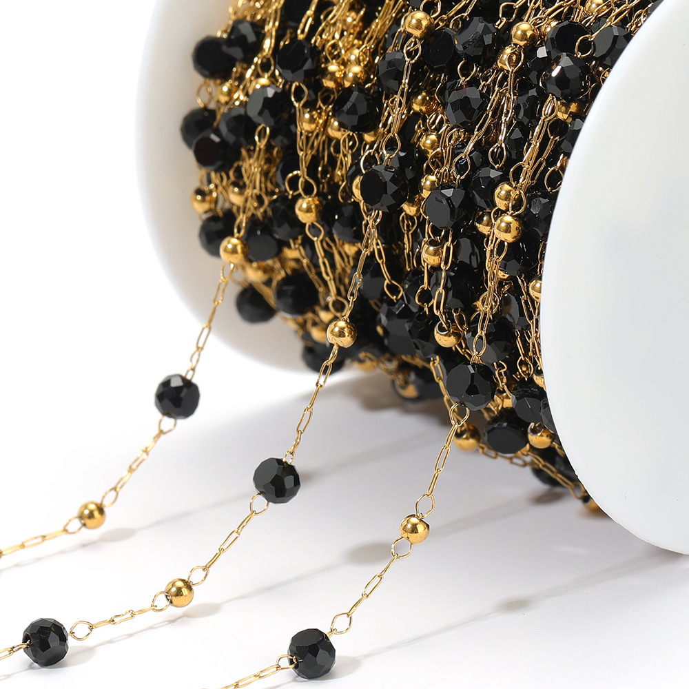 Waterproof Stainless Steel Crystal Beads 18k Gold Chains Bulk for DIY Jewelry Making Handcrafts Bracelet Necklace Findings