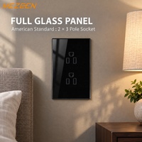 Prise murale en verre trempé de couleur blanche 118*75mm Norme américaine Type 118 Double prise à 3 trous 115-250V 15A