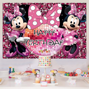 Bannière <span class=keywords><strong>de</strong></span> fond rose rouge <span class=keywords><strong>Minnie</strong></span> et Mickey Mouse, affiches pour fête d'enfants, fille, garçon, décorations <span class=keywords><strong>de</strong></span> fête d'anniversaire, fond - Product Image 2