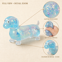 Mainan Squishy Dachshund Berkilau Warna-Warni, Slow Rising TPR, Anjing Sosis Penghilang Stres, Gel Isi, Hadiah Grosir