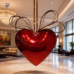 Sculpture de cœur en acier inoxydable plaqué or, nœud poli, thème amour, décoration pour la Saint-Valentin - Product Image 3