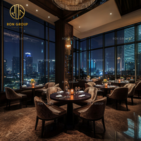 Meubles de restaurant élégants Ron Group, table ronde en marbre personnalisée, chaise confortable avec revêtement en velours pour hôtel