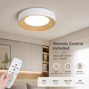 Lámpara de Techo LED Redonda Moderna de 36W, 50Cm, 3CCT, Control Remoto, Montaje Empotrado, Acrílico y Metal, Alto CRI, para Dormitorio y Sala de Estar - Product Image 4