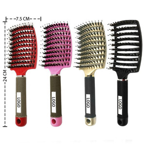 Haarstyling-Werkzeuge LOGO Kunden spezifische Farbe Kunststoff Nylon Massage Haar bürste Curved <span class=keywords><strong>Vent</strong></span> Detanling Haar bürste für schnelleres Föhnen - Product Image 2