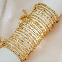 Gelang Rantai Minimalis Stainless Steel Unisex Gaya Instagram, Elegan, Serbaguna, Lapis Emas 18K