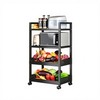 Chariot de rangement de cuisine multifonctionnel à 5 niveaux en acier au carbone, mobile, écologique, étanche et sur pieds, pour micro-ondes
