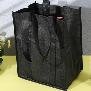 Sac fourre-tout réutilisable <span class=keywords><strong>en</strong></span> tissu non tissé, sac de courses écologique pliable noir avec larges poignées pour les courses quotidiennes au supermarché - Product Image 5