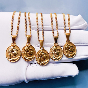 Joyería de moda para hombre, collar de acero inoxidable PVD 18K 24K chapado en oro, moneda griega sin deslustre, collar de centurión romano para regalos - Product Image 3