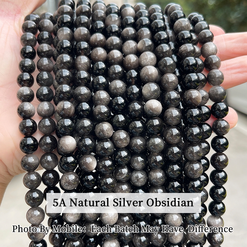 5A Natural Silver Obsidian Beads
