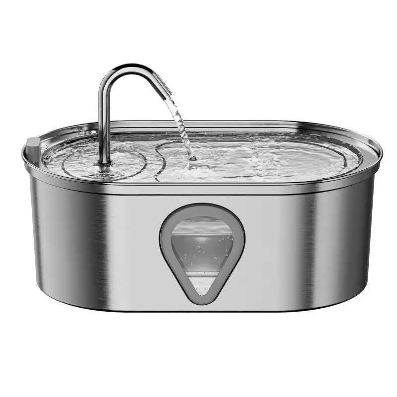 Nuova finestra visiva 3.5L grande capacità 304 in acciaio inox Pet Dog gatto fontana di acqua luce led