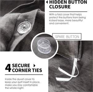 QDTEX リネンシーツ、枕カバー＆布団カバーセット 100% フランス産リネン布団カバー リネンストーンウォッシュ寝具セット - Product Image 5