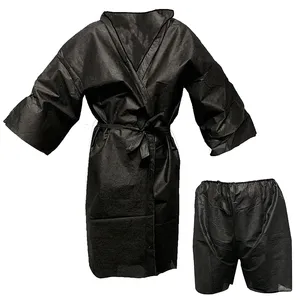 Traje de Sauna en general no tejido suave Kimono japonés uniforme de color PP de un solo uso sanitario desechable batas de mujer teñidas lisas - Product Image 6