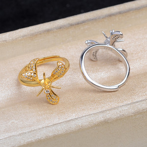 Anneau ouvert vide en argent pour accessoires de fabrication de bijoux, support pour anneaux de 6-7 mm, type anneaux de jonction, modèle 5813 - Product Image 2