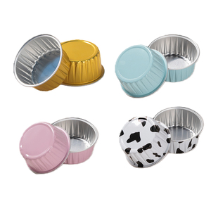 <strong>Disposable</strong> Aluminum Foil Blister Food Grade Muffin Liners Cupcake Baking <strong>Trays</strong> Plastic Lids Mini Pie Pans Souffle <strong>Dessert</strong> - Product Image 1