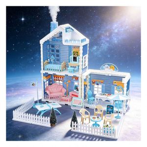 Casa de Muñecas de Plástico para Jugar en Interiores con Piscina, Tobogán, Ascensor, Muebles de Mansión, Regalo para Niñas y Niños, Diversión Familiar - Product Image 1