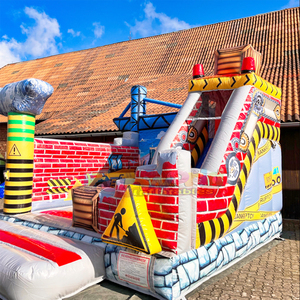 Château gonflable pour enfants, chantier de construction extérieur, château gonflable et toboggan, structure gonflable combinée pour sauter et rebondir - Product Image 3