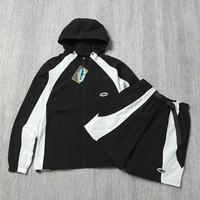 Ensemble exclusif Penpace Garment : Trench-coat et short unisexe à capuche, broderie color-block, 100% nylon