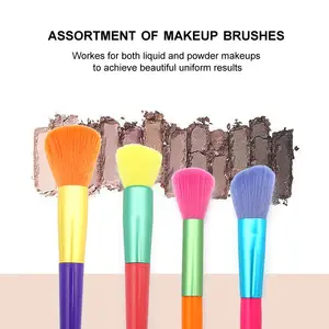 Gift Candy Color 15Pcs Synthetic Face Powder Kabuki Foundation Make Up Brush Kit Colorful Makeup Brushes Set