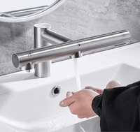 Capteur automatique Distributeur de savon en laiton à 3 fonctions Robinets de lavabo de salle de bain montés sur pont contemporain Robinets Séchage Noyau de valve en céramique