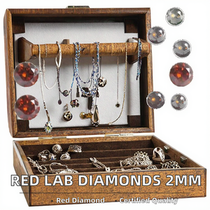 Venta al por Mayor de Diamantes Sueltos de 2mm, Color Rojo Fantasía, Cultivados en Laboratorio, Certificados por IGI, Claridad VS2, Corte Brillante, para Fabricación de Joyería - Product Image 2