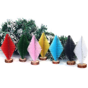 Petites décorations d'arbre de Noël pour Amazon Micro paysage mise en page losange Mini pin aiguille arbre ornements en sisal et PET - Product Image 1