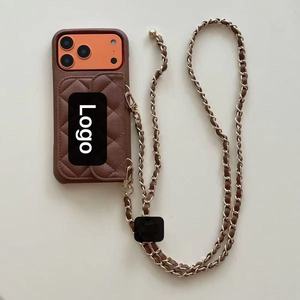 Custodia per <span class=keywords><strong>iPhone</strong></span> 17 <span class=keywords><strong>Pro</strong></span> Max in Materiale PC Elettroplaccato e Pelle PU con Catena a Tracolla e Porta Carte - Product Image 6