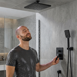 Miscelatore <span class=keywords><strong>doccia</strong></span> a cascata nero a parete per <span class=keywords><strong>vasca</strong></span> da bagno, a incasso, prezzo all'ingrosso - Product Image 1