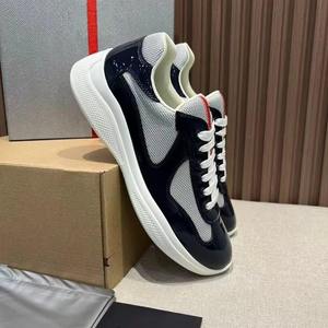 Chaussures de créateur Top American Cup 2026 pour hommes, baskets en cuir véritable, style course et marche, baskets en cuir patchwork - Product Image 4