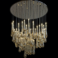 Lustre en verre soufflé multicolore fait main sur mesure pour hall d'hôtel, villa moderne, salon, plafond, verre bleu, LED