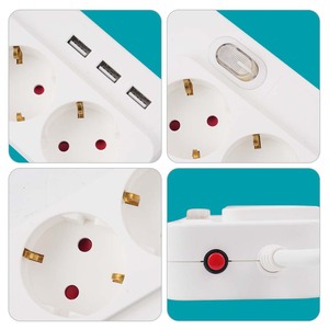 Winning Star Power Strip 4 Outlets 3 <b>Usb</b> Ports Flame Retardant Safety <b>Socket</b> European Plug 230V - Product Image 4