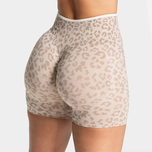 Shorts de sport taille haute élastique imprimé léopard style européen et américain pour la course, le fitness et le yoga – Vente chaude transfrontalière - Product Image 1