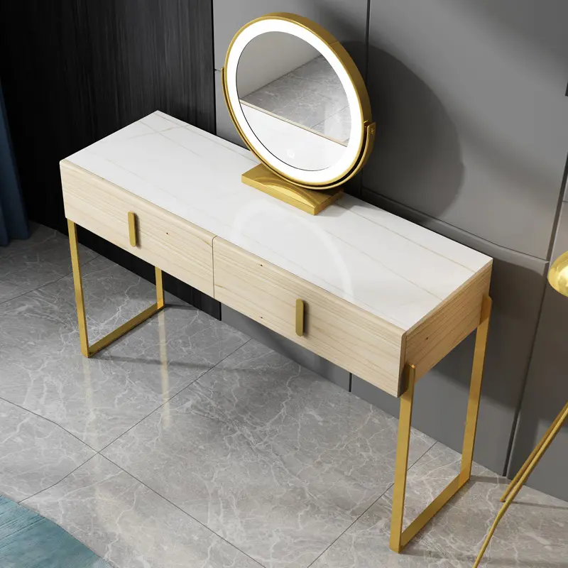 Mesa de maquiagem com luz led, tabela de luxo simples nórdica para móveis de quarto, cabeceira e armário