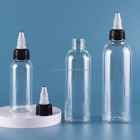 Botella de plástico transparente PET con tapa giratoria, dispensador de escurrir 30ml, 60ml, 100ml, 120ml, 180ml, 250ml, 4oz, 6oz, pigmento de tinta de tatuaje, salsa, ketchup
