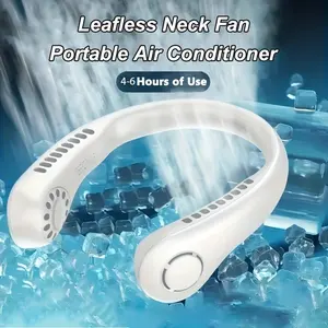 1200mah Portable 3 Speed Bladeless Mini Air Cooling Hanging Neck Fan Rechargeable Conditioner Usb Charging Mini Neck Fan