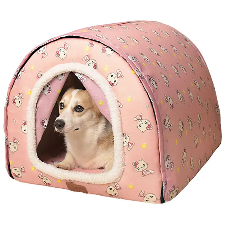 Super Warm Cute Cat Dog Tent Bed Pet House Cat Mat For Winter With Cat Dog Toy Small Large Dog Puppy Sleep House