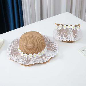 Versatile Lace Straw Visor Cap Baby <b>Hat</b> + <b>Bag</b> Set for Children's Summer Outdoor Leisure - Product Image 6